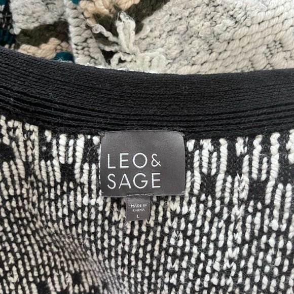 Leo & Sage Cotton and Wool Blend Knit Moto Jacket Blazer Cream Large - Picture 4 of 5